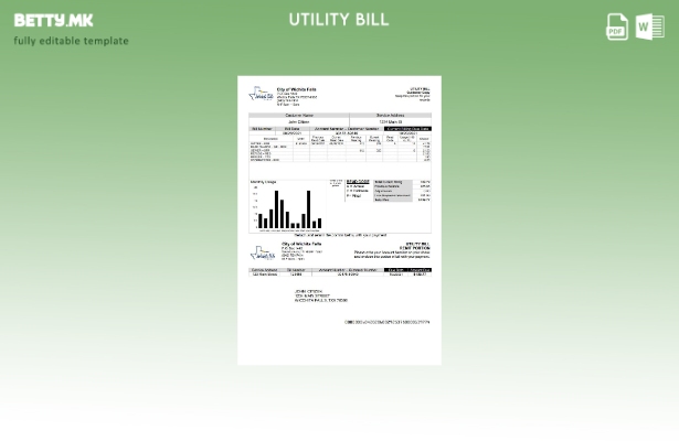 модерен стил САД Шаблон за сметки за комунални услуги Градот Вичита Фолс
